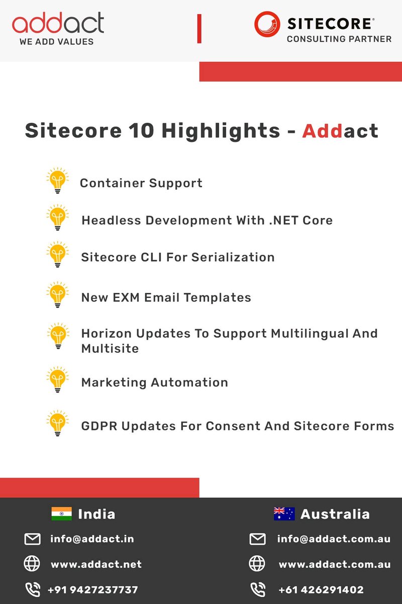 With the release of #Sitecore10 there are enhancements and innovations that helps to create efficiency for both #Marketing and #ITteams. 

Sitecore 10 #Features - Addact Technologies

#sitecore10 #sitecore10Features #AddactTechnology #Sitecoreupgrade10