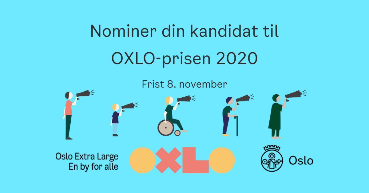 Nominer din kandidat til OXLO-prisen 2020. Frist 8 november. Kriterier og mer finner du på oslo.kommune.no/utmerkelser-og… #oxlo #oslo #oslokommune