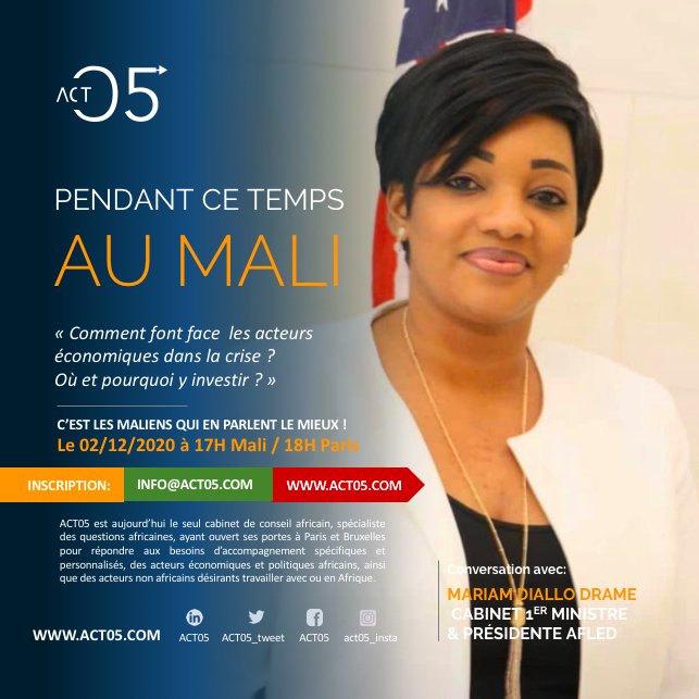 ACT05_tweet's tweet photo. On en a tant parlé avec les clients, partenaires et ami.e.s du #Mali. Comment faire face, faut-il rester? Partir? #Investir?
Ainsi est née cette serie de discussion. Il est primordial d'avoir l'nfo de l'intérieur.
Inscrivez-vous gratuitement
👉🏾 https://t.co/DckrWA0evW
#act05 https://t.co/LJfLyTeNEP