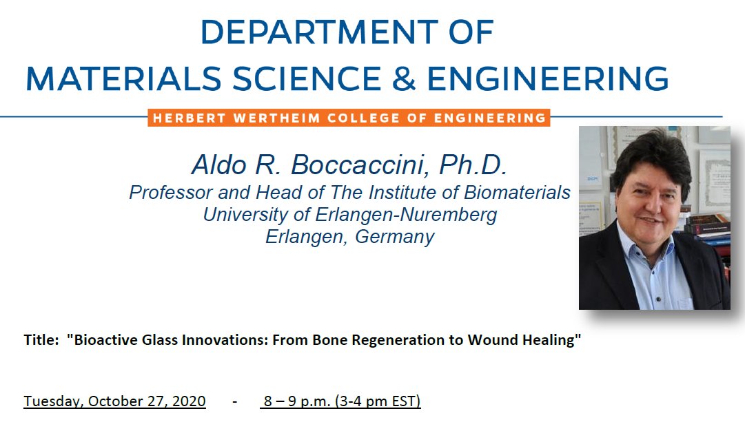 Biomaterials_Erlangen (@boccaccini_lab) on Twitter photo Happy to present the MSE seminar on bioactive glass innovations later today <a href="/UFMSE/">UF Materials Science | Nuclear Engineering Program</a> Univ. of Florida. Many thanks Josephine <a href="/MSEJAllen/">Josephine Allen</a> for inviting me! Happy to present the MSE seminar on bioactive glass innovations later today <a href="/UFMSE/">UF Materials Science | Nuclear Engineering Program</a> Univ. of Florida. Many thanks Josephine <a href="/MSEJAllen/">Josephine Allen</a> for inviting me!