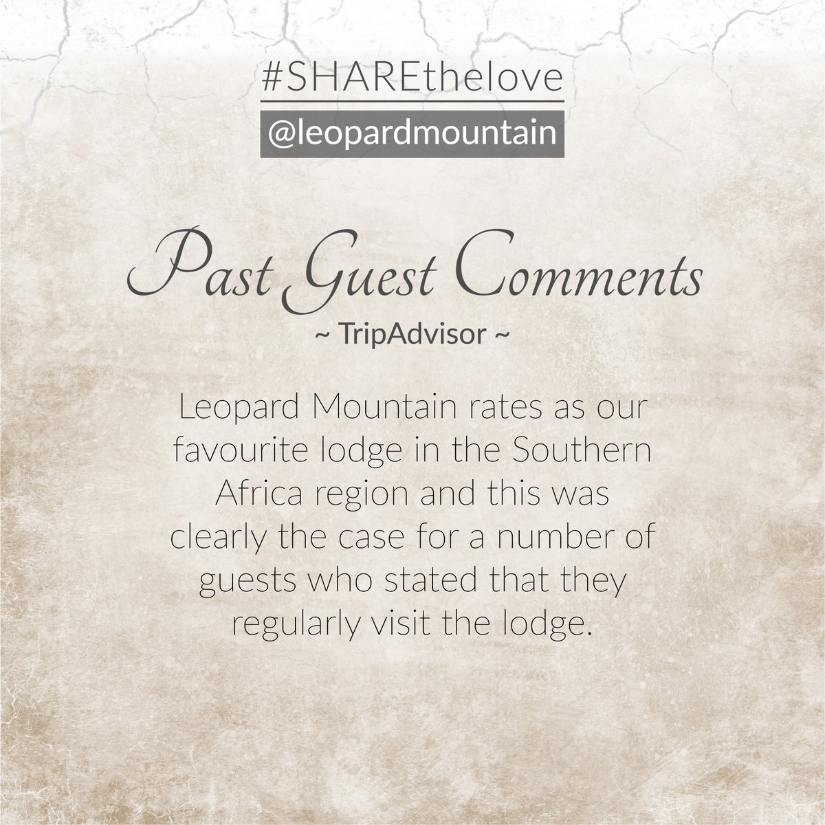 We love our guest feedback...

#leopardmountain #sharethelove #guestreviews