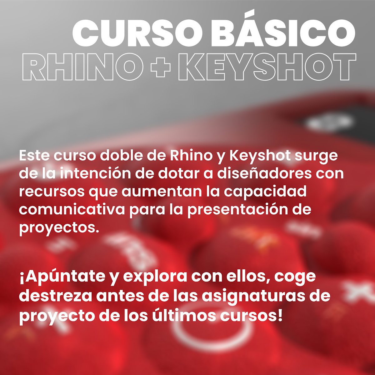 etsididesign's tweet photo. Os presentamos: 
CURSO DOBLE DE RHINO+KEYSHOT

¡Nos hace mucha ilusión poder ofrecer este curso! estos programas los emplean muchos diseñadores de producto y modeladores 3D, en el ámbito industrial y también artístico! 

¡¡Apúntate ya!! https://t.co/bIYfbmXAct