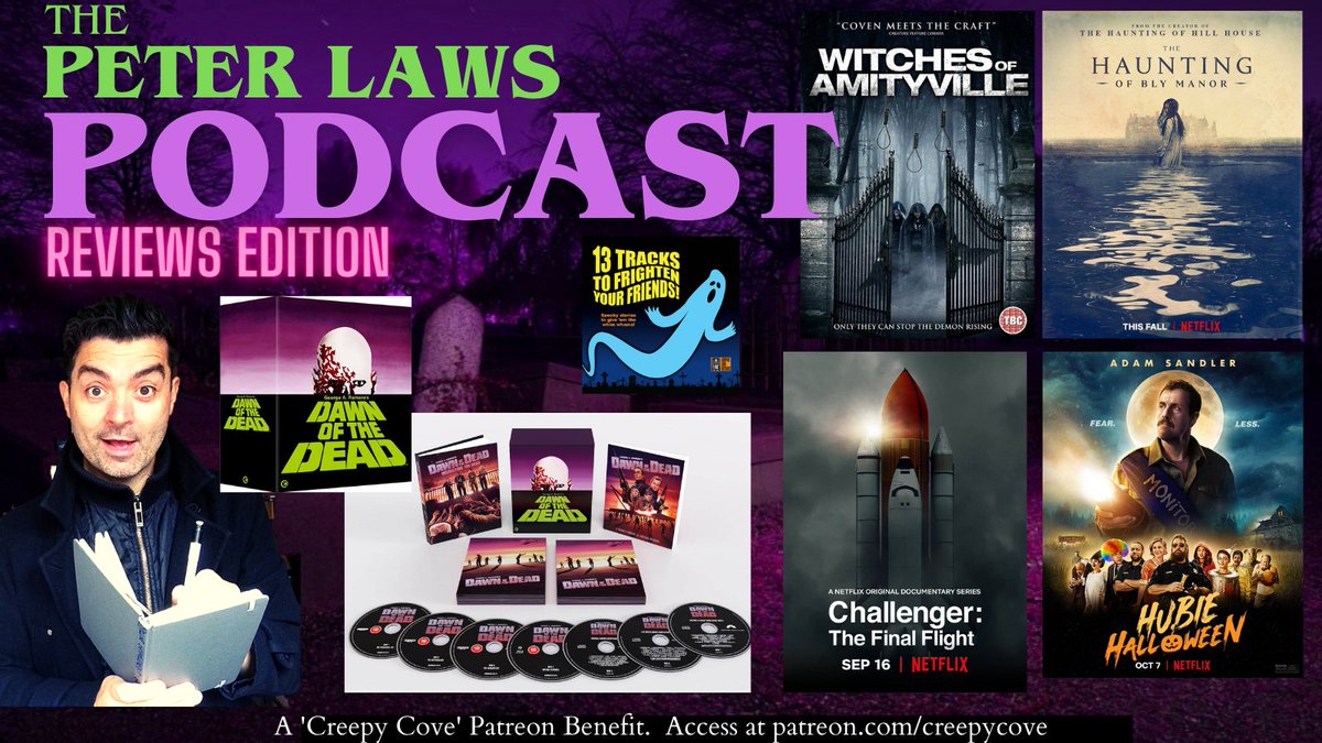 revpeterlaws's tweet photo. This week's episode of #ThePeterLawsPodcast is now up, feat. my reviews of the huge new #DawnoftheDead Blu Ray and 4K set, plus #HubieHalloween, #TheHauntingofBlyManor #WitchesofAmityville, #13trackstofrightenyourfriends and more. Access via my Patreon https://t.co/6JdPTXa7ww https://t.co/3QqAvRbTXi