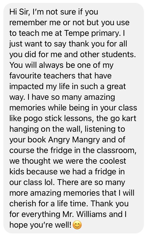 What a beautiful start to the day! A random message sent to me via Facebook messenger from a past student! #beautifulmessage #paststudentnote #teacherfeedback #teacherpraise #studentnote  #teachinggold #inspirationalmessage