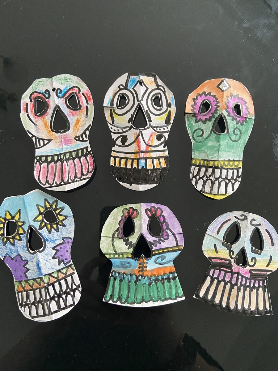 MissElmer's tweet photo. @DarrellWakelam Thank you for your ideas, we have filled another rainy morning creating our own #DayoftheDead #Halloween #halfterm https://t.co/e8uLg4ceHj
