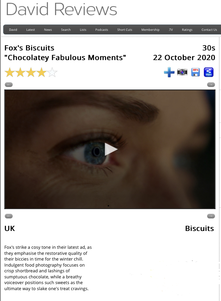 ⭐️⭐️⭐️⭐️ from <a href="/mrdavidreviews/">David Reviews</a> for Fox’s ‘Chocolately Fabulous Moments’ directed by Jason Lowe for McCann Manchester, a great start to the week!! 🍫🍪🍫🍪🍫