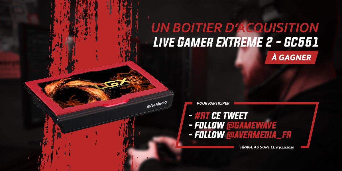 GAMEWAVE's tweet photo. #CONCOURS 

On vous fait gagner un boitier d'acquisition AVerMedia Live Gamer EXTREME 2 - GC551 !

Pour participer :
- #RT ce tweet
- Follow @GAMEWAVE 
- Follow @AVerMedia_FR 

📅 TAS le 03/11 

Bonne chance à tous ! 🎃 https://t.co/JJwqJPMi14