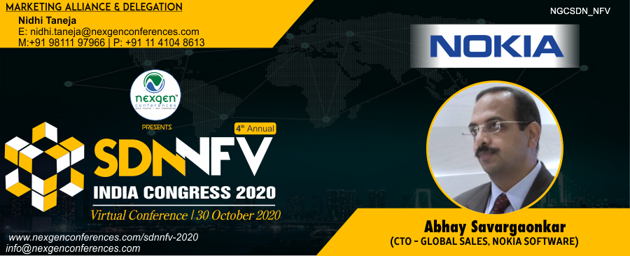 NexgenConferen1's tweet photo. #MeetOurSpeaker
Mr. Abhay Savargaonkar l CTO - Global Sales at @NokiaIndia #SpeakingatNGCSDN_NFV
4th Annual SDN-NFV India Congress 2020 | Digital Seminar on Oct. 30th | 11:00 AM to 1:30 PM
Register Here: https://t.co/tz9WFCvFLi
#SDN #NFV #NGCSDN_NFV #NGC #SDNcontroller @nokia https://t.co/cOJa7fN348