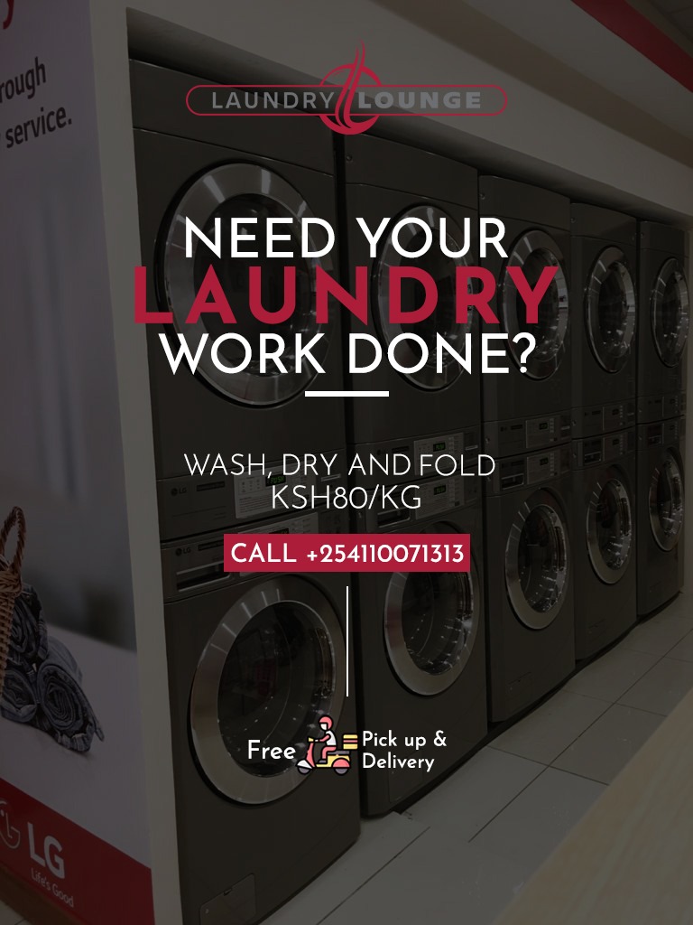 ThePointMall1's tweet photo. Get your clothes washed folded and dry and avoid stress and damaging your clothes by drying them out all week due to the rains. Visit Laundry Lounge and get 80 bob per kg offer today. #Laundrylounge #buruburu #pointmall https://t.co/cbtidCFzH0