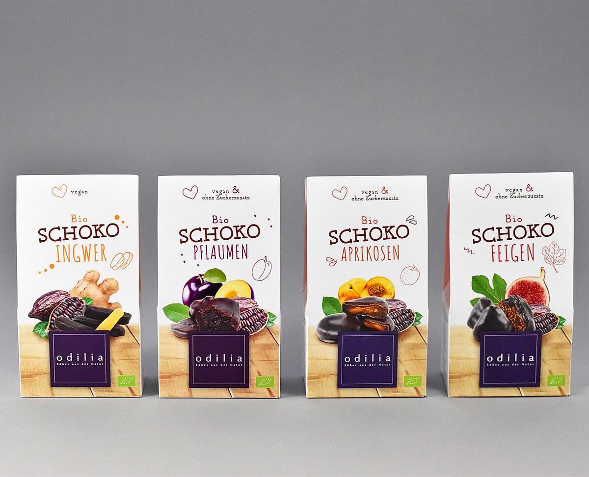 Goldmarke's tweet photo. Schönes Projekt zu Ende gebracht: #verpackungsdesign für Odilia: #schokolade, #vegan und #zuckerfrei https://t.co/1YZI3DGBJX