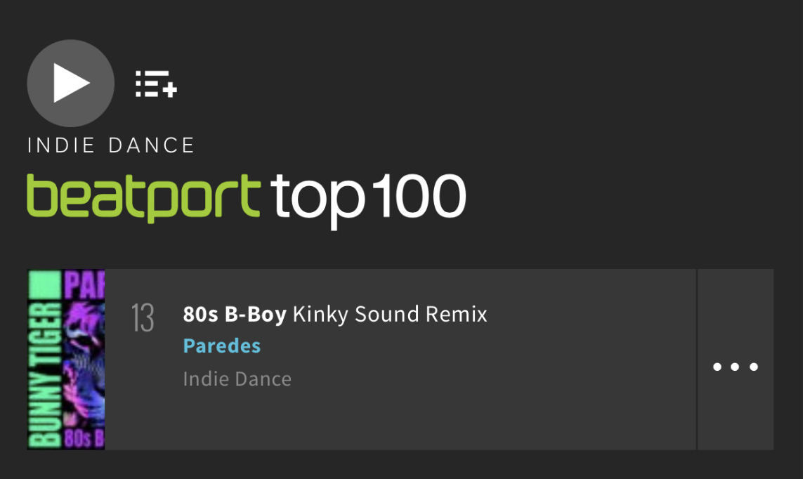 bunnytigermusic's tweet photo. Up to #13 @beatport Indie Dance Chart! ❤️
https://t.co/loqKzjBwBz
#Paredes #KinkySound @labelworx #indiedance #chart https://t.co/q17qBMBDnh