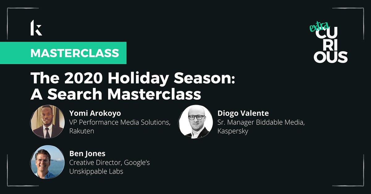 DiogoValente's tweet image. I'm glad to announce that I'll be a panelist at Extra Curious Masterclasses by @Kenshoo tomorrow, (October 28th | 4:30pm GMT), giving my thoughts and insights about paid search and the holiday season.

Link to event: lnkd.in/e2HVBhW

#kenshoo #webinar #ppc #sem