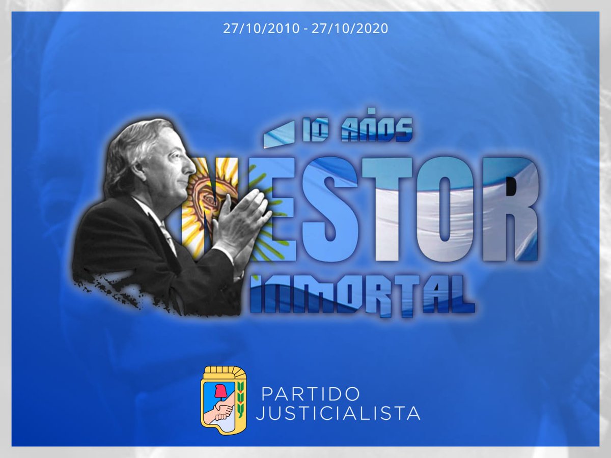 p_justicialista's tweet photo. Conmemoramos diez años del paso a la inmortalidad de nuestro querido Néstor, las transformaciones que generó, enarbolando nuestras tres banderas, y la capacidad que tuvo de poner, sin miedo, al pueblo como actor principal de la política.
#Nestor10Años
#NestorViveEnElPueblo https://t.co/UrVpAblt76