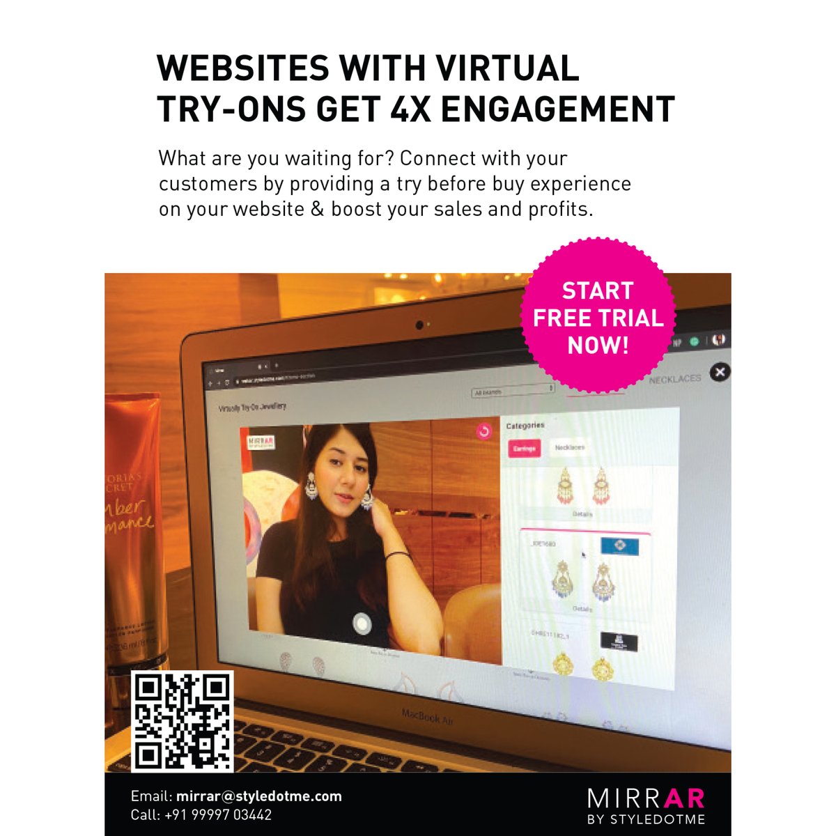 retailjwlrindia's tweet image. With mirrAR by StyleDotMe, your customers can now shop on your website after virtually trying on jewellery, making the shopping experience absolutely contactless. Sign up for your 30 day free trial now. 
docs.google.com/forms/d/14Jzem…
#mirrAR #styledotme #virtualapp #contactlessshopping