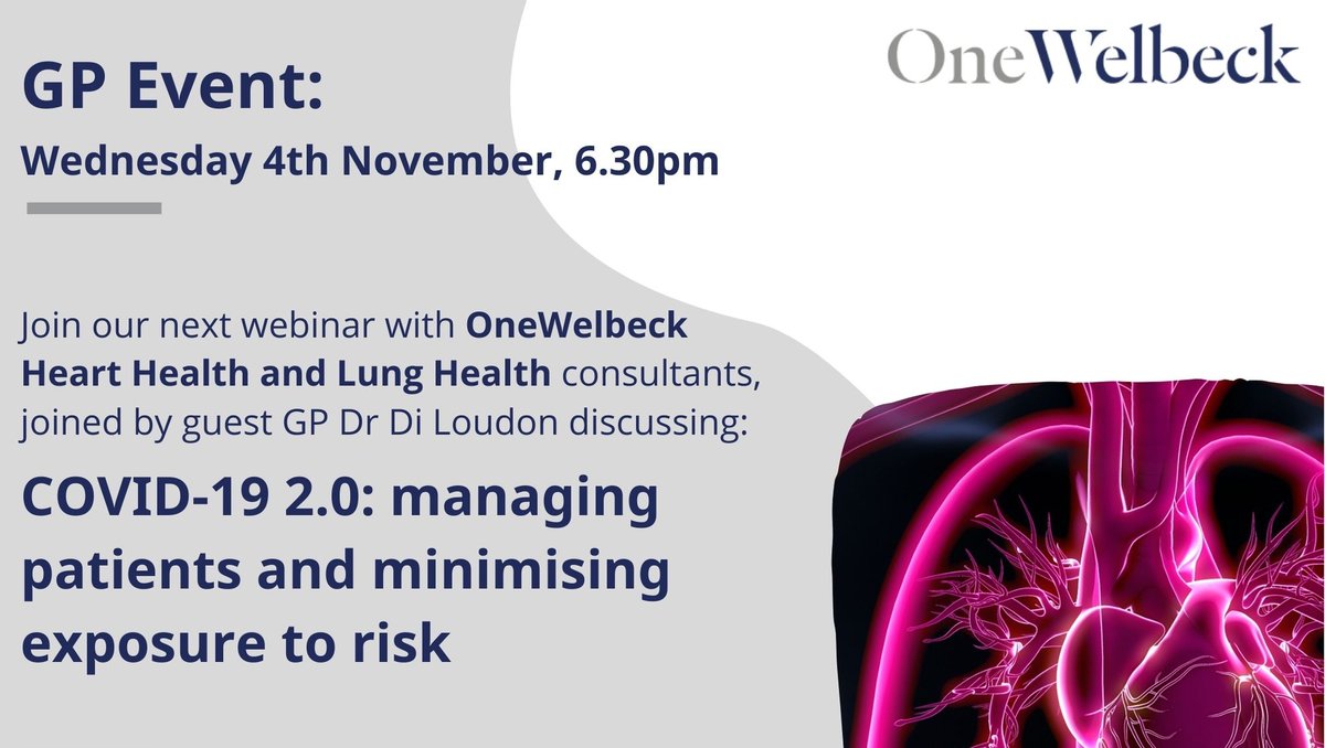 welbeck_health's tweet photo. There's still time to register for our upcoming #webinar for GPs on November 4th: ‘COVID-19 2.0: managing patients and minimising exposure to risk’.⁠ 

Click to register: https://t.co/TbSBHoweee #covid19 https://t.co/9jWsmMAwFT