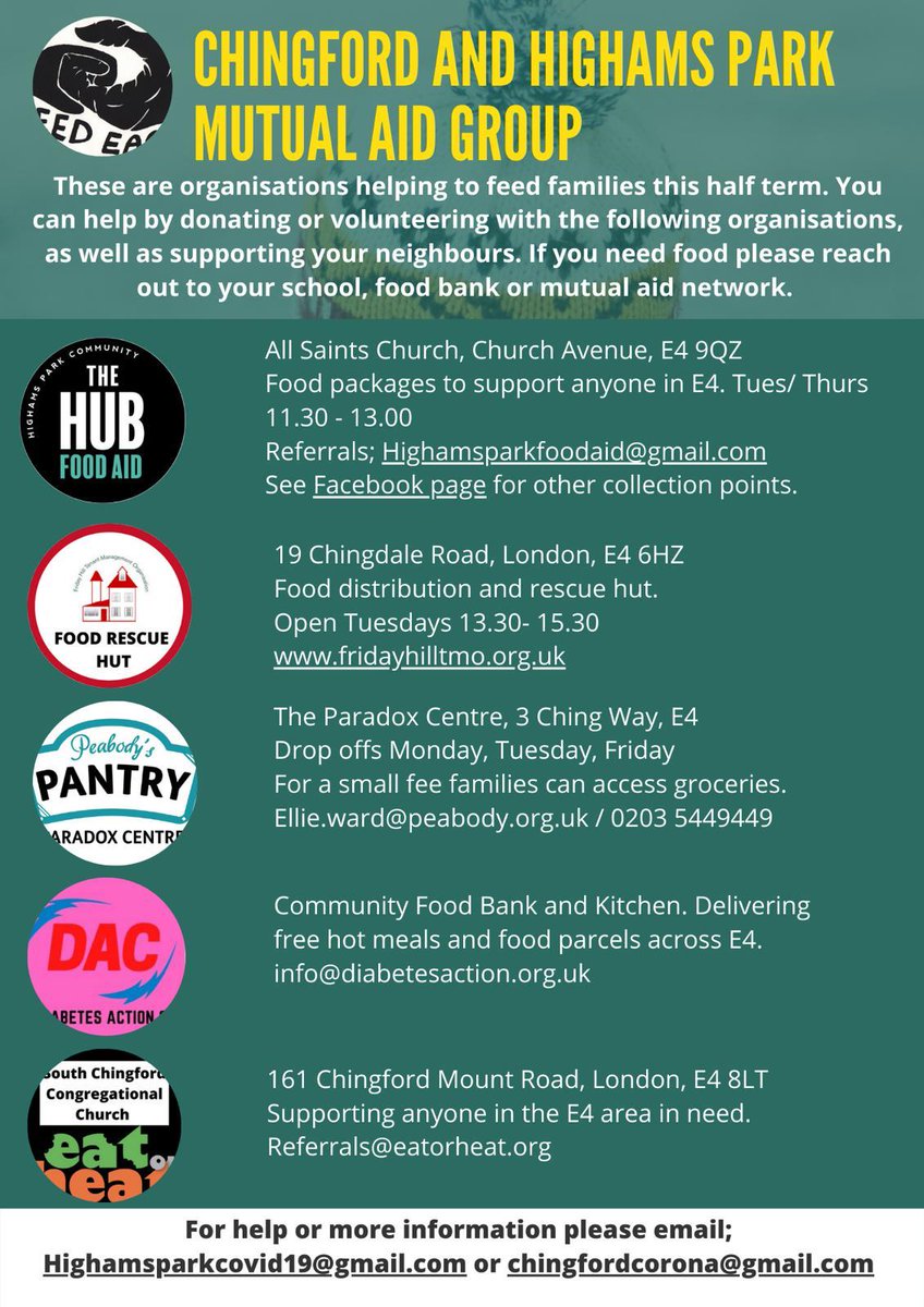 WFSPrescribing's tweet image. Chingford &amp;amp; Highams Park Mutual Aid Groups - helping to feed families this half-term #schoolmeals
@leytonstone_aid @WalthamAid @CannHallAid @HighamsHub @EatOrHeat @our_wf @PeabodyLDN