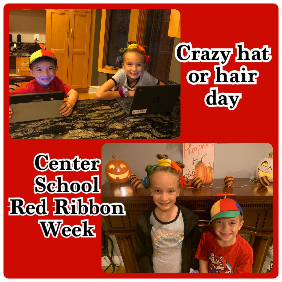 Two cute little Zoomies using their heads to make healthy and caring choices during Center Schools Red Ribbon Week! 💚🌪🐾 ☘️#luckytobeacyclone