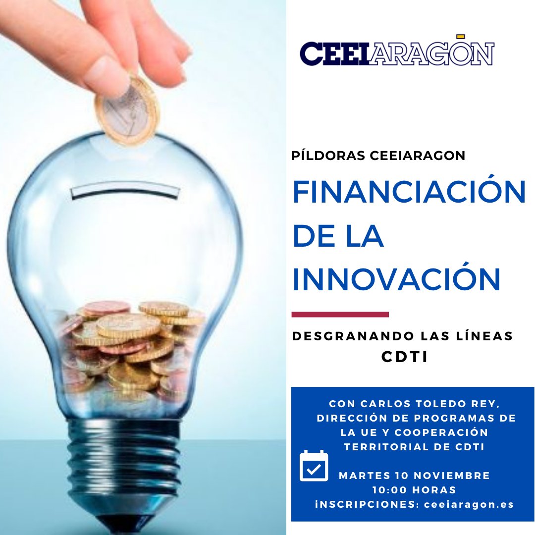 CEEIARAGON's tweet image. 🗣️No dejes que te lo cuenten… conéctate a la píldora informativa @CEEIARAGON que estabas esperando y descubre las lineas de financiacion a la #innovacion @CDTIoficial #ayudasneotec @RedPIDI 

📅10/11
⏰10 H.

👉✍️bit.ly/2HsrdL2