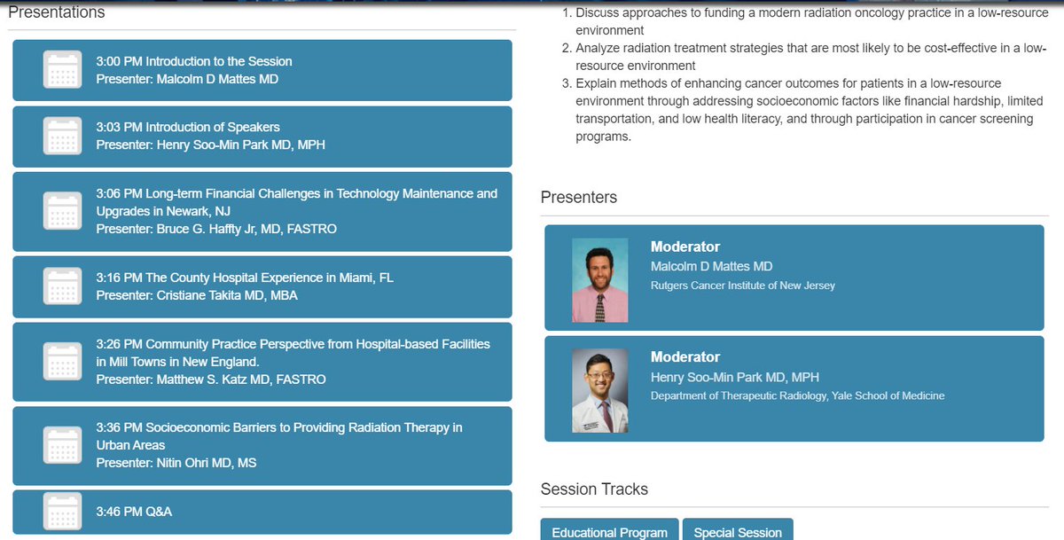 Another fab #CHEDI session today: Storytelling 05: Overcoming Barriers to Radiation Oncology Access in Low Resource Environments with #radoncrockstars @MalcolmMattesMD @HenryParkMD Dr. Bruce Haffty @ctakita1 @subatomicdoc Dr. Nitin Ohri. Come join me! #ASTRO20 #CHEDI #DEIinRO