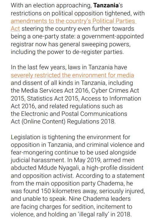 article19eafric's tweet photo. Local governments implemented a blanket ban
on protests in the lead-up to polls, with opposition
leaders arrested and protesters violently dispersed.
#GxR20 + #FreeExpressionNow: Globe with 
https://t.co/BZ3YQIE65C
#FreeToProtest
#ZanzibariansLivesMatters https://t.co/wjwfrqcCA8