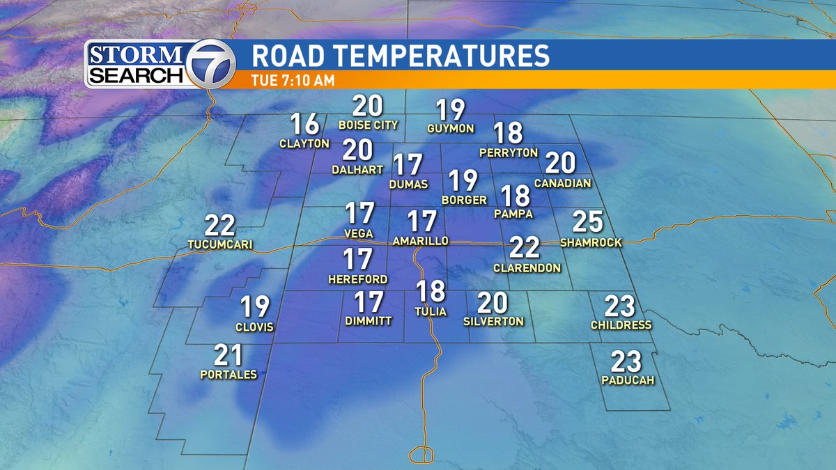 Road temperatures are in the teens and 20s. Don't expect the ice or snow to go anywhere today unless you or TXDOT move it yourself. 
<a href="/ABC7Amarillo/">ABC 7 Amarillo</a>
<a href="/StormSearch7/">Storm Search 7</a>
#txwx #okwx #nmwx #phwx #spwx