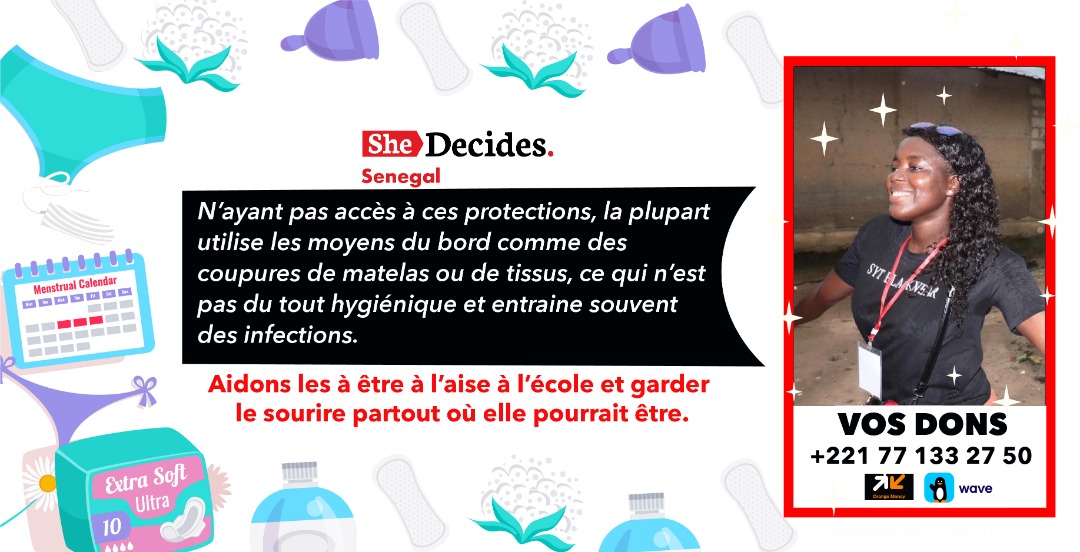 ShedecidesSN's tweet photo. La précarité menstruelle un réel défi  à relever. 
Aidons nos soeurs nos mamans à vivre ces moments dans la joie. 
#kebetu #menstrues #SheDecideSN https://t.co/1igOZ2MQbY