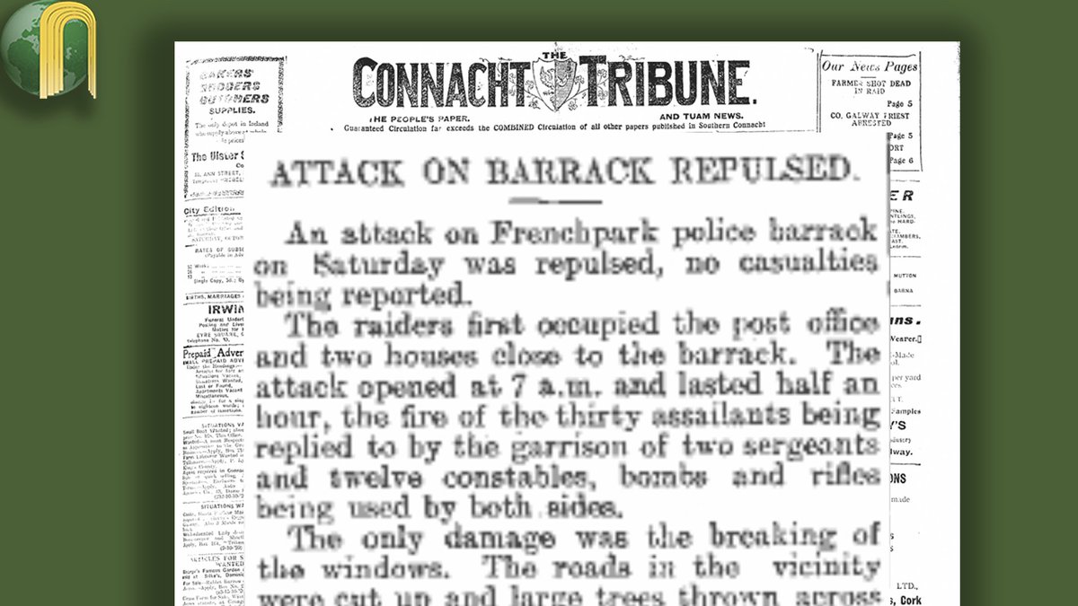 In October 1920 #IRA attack #RIC barrack in #Frenchpark #Roscommon but the military respond with reprisals  #irishhistory  #Irish #war #independence #ireland
bit.ly/34uAxHx