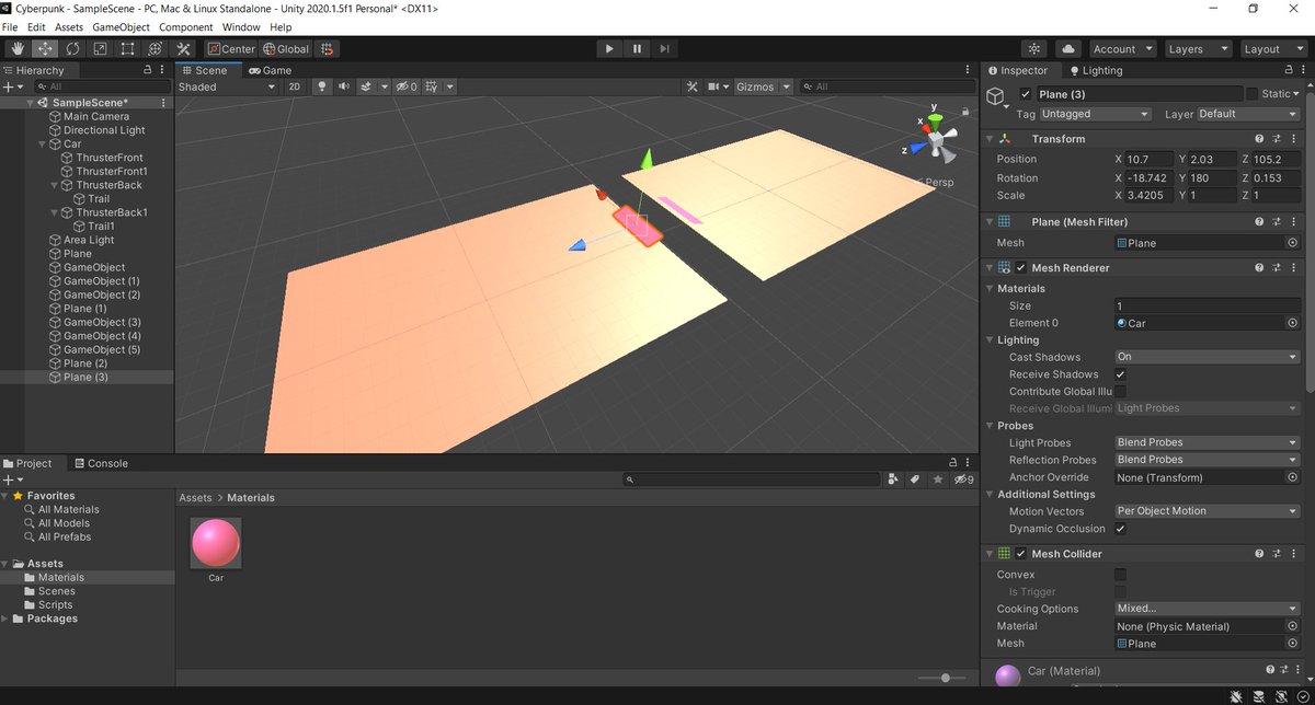 Trial_by_Fir3's tweet photo. Back in #UNITY today & testing out my #hoverglide car mechanic. It's really something
Made a basic plane system & a ramp. Added trail rendered effect & I got some #neon looking streams following to simulate speed
#Unity2020 #blender #indiedev #gamedev #gaming #cyberpunk #Retro https://t.co/D1ox6oaeqX