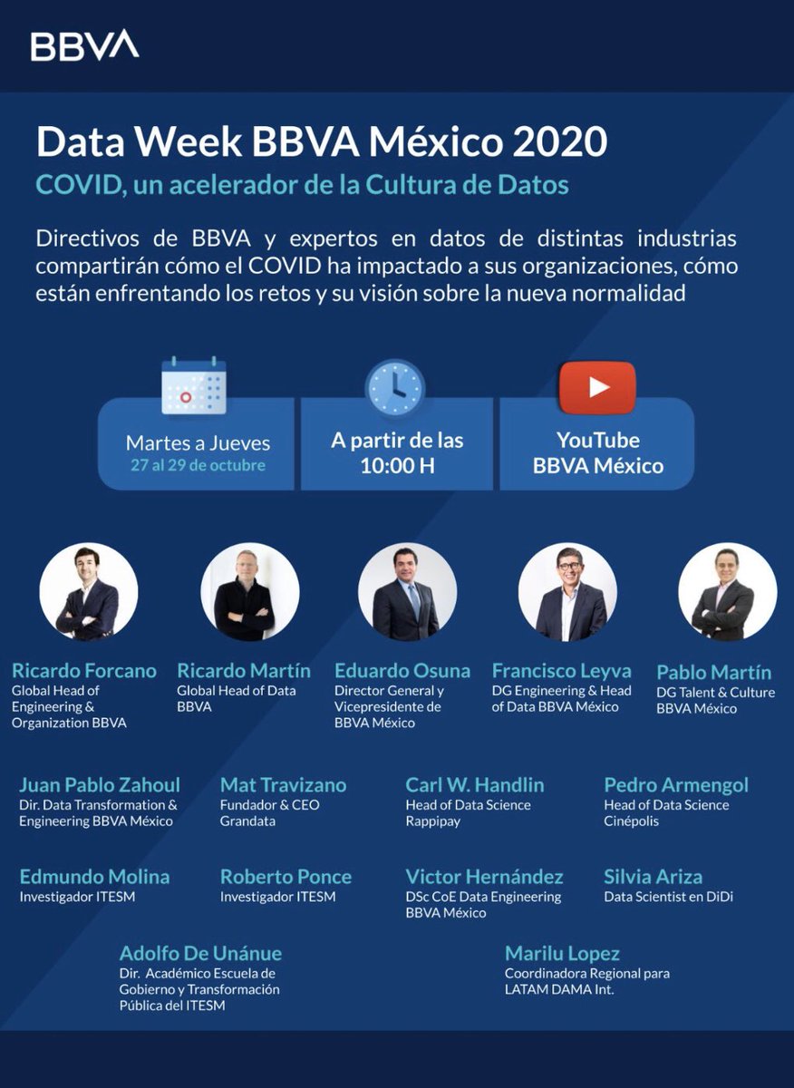 DataScienceMX's tweet photo. Evento de #DataScience esta semana: Data Week @BBVA_Mex
¡No se lo pierdan!
CC: #CienciadeDatos #MachineLearning #DataScienceMX https://t.co/DnVQxSEfbI
