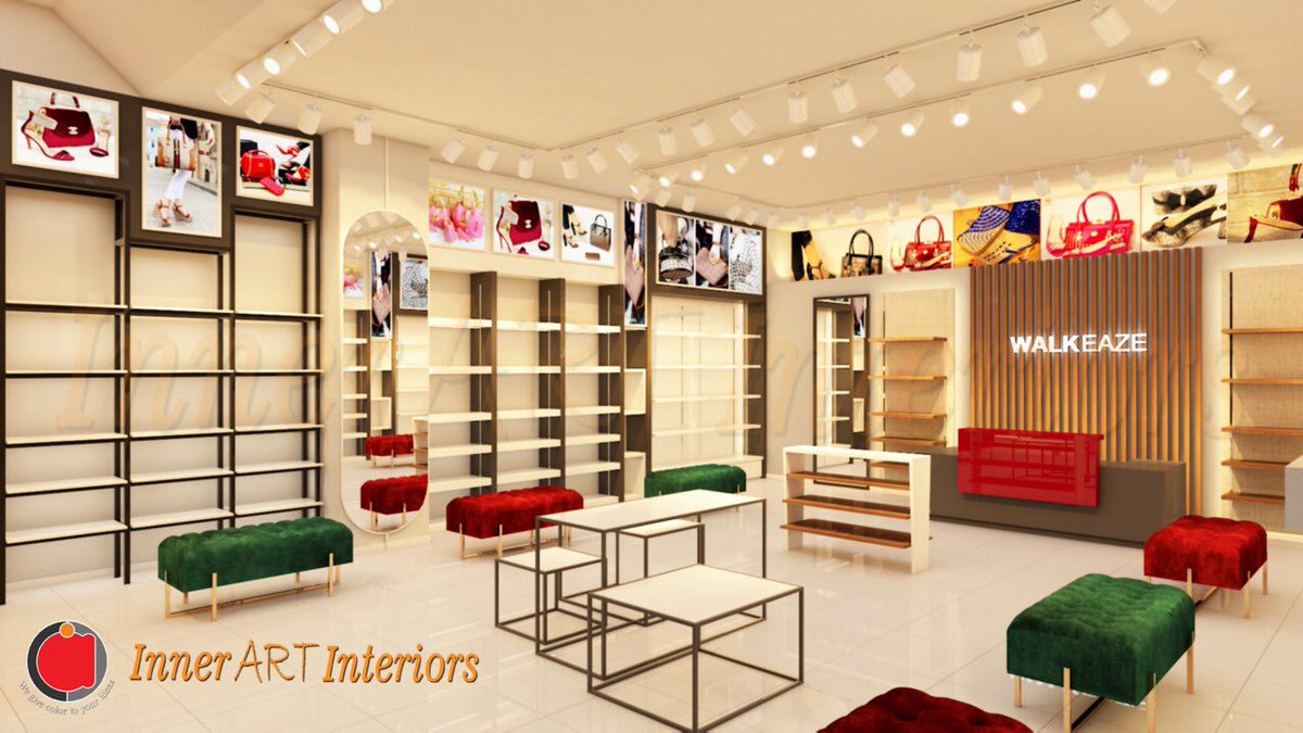 innerart786's tweet image. A luxurious fashionista outlet of Walkeaze located at the packages mall Lahore designed by Innerart, provinding the store with a well- thought out path giving off  an immediate sense of calm ambiance thus making the customer visit a pleasant one! #walkeaze #outletdesign #innerart