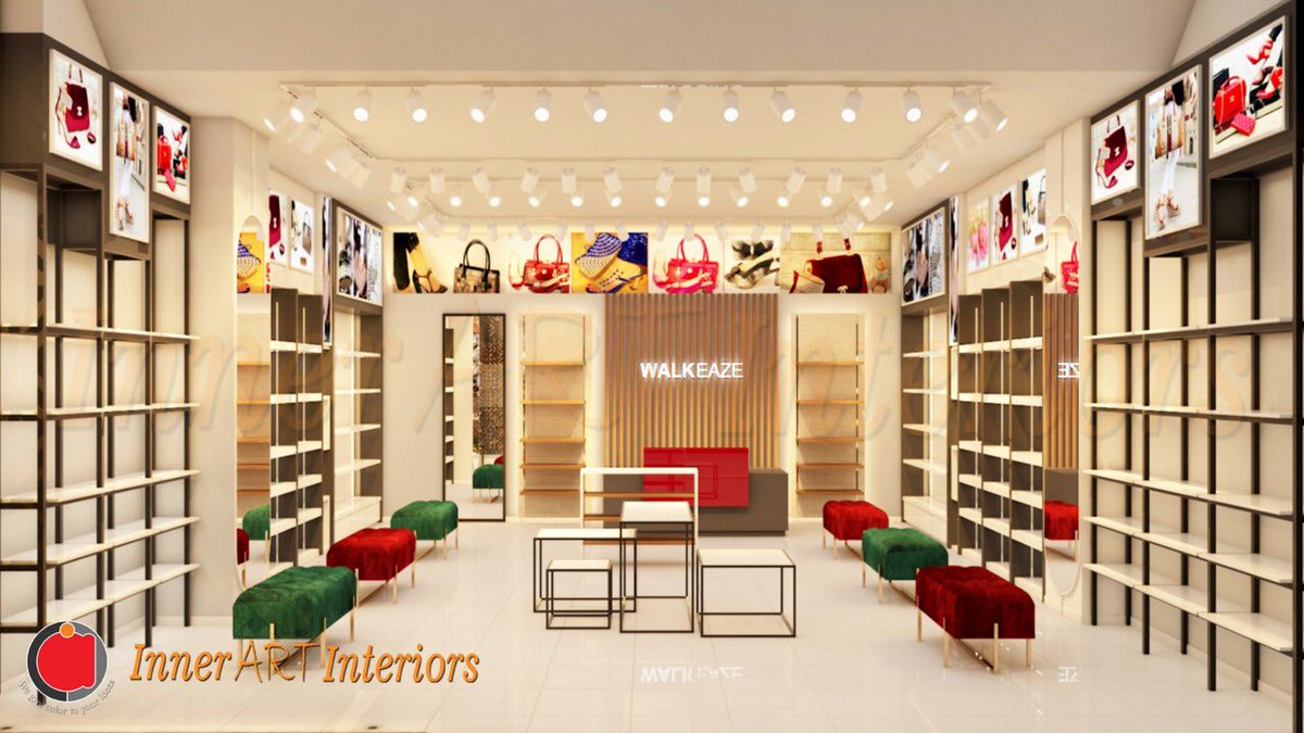 innerart786's tweet image. A luxurious fashionista outlet of Walkeaze located at the packages mall Lahore designed by Innerart, provinding the store with a well- thought out path giving off  an immediate sense of calm ambiance thus making the customer visit a pleasant one! #walkeaze #outletdesign #innerart