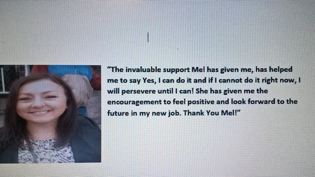 BDCFT_IPS's tweet photo. Meet the #IPSTeam. We'd like to introduce you to our ES Melanie who covers South &amp; West CMHT. Mel says "When I receive client feedback👇🏽I feel privileged to be part of a service that supports people in their journey to work! @patrick91820108 @bobcollinsOT @Georgia_IPSGrow @bdcft https://t.co/5F1NXzSdb2