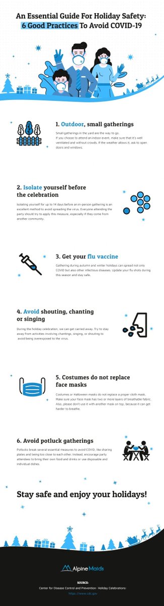 AlpineMaids's tweet photo. For happy and safer holidays, follow these preventive measures to avoid COVID. #AlpineMaids
https://t.co/zHbc7ajVni https://t.co/iHE8MJXDit