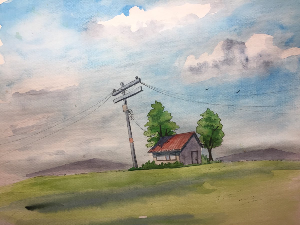 MharArte's tweet photo. the green fields,
the smell of fresh air,
this is life. ❤️
#watercolor #illustration #Literature #poem https://t.co/8850Qp1BEk