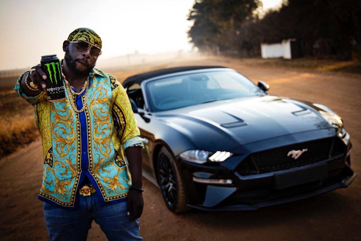 DjMaphorisa's tweet photo. “Hola Bafethu, I’m excited to announce that I will be riding with the #MonsterFam from here on out 🚀 

Check out the BTS shots for the  @monsterenergySA #MonsterMustang video, dropping soon ft @team_stacey @webbdrift45 #Monsterenergy https://t.co/NW6TbjeDlT