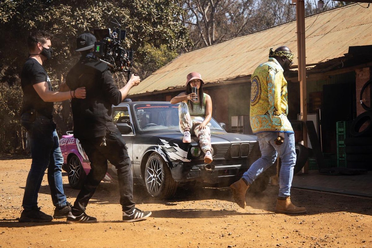 DjMaphorisa's tweet photo. “Hola Bafethu, I’m excited to announce that I will be riding with the #MonsterFam from here on out 🚀 

Check out the BTS shots for the  @monsterenergySA #MonsterMustang video, dropping soon ft @team_stacey @webbdrift45 #Monsterenergy https://t.co/NW6TbjeDlT