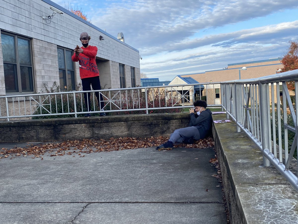 CCHS photo students taking a mask break and enjoying the beautiful fall weather while working on their photo composition!