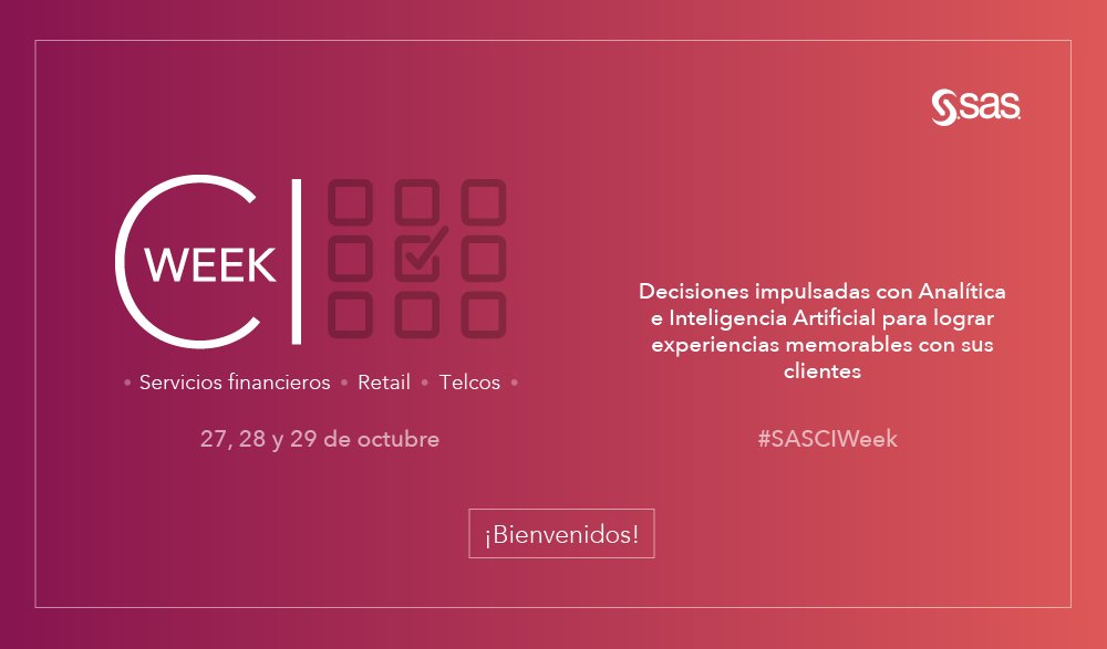 Sas_Colombia's tweet photo. En minutos iniciamos #SASCIWeek, un espacio para descubrir cómo crear experiencias en el mundo digital que realmente involucren a los clientes. 🗓💡https://t.co/FEwz8cYQBr https://t.co/EB0JBHCAm2