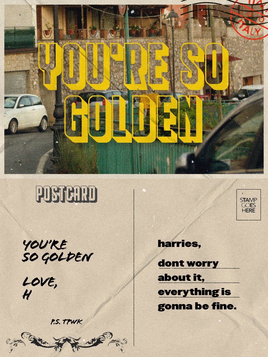 10. golden postcards for everyone from the youaresogolden website! the tl became filled with appreciation posts for both harry and harries! speculation also started that the golden mv is getting so near!!