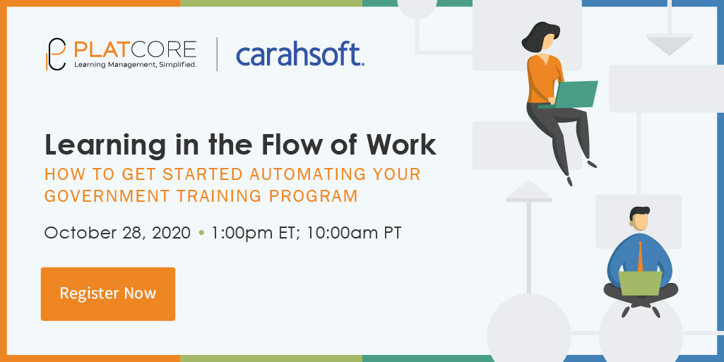 GovEventsGroup's tweet image. [WEBINAR] Join @PlatCoreLLC Learning Management System to learn how to make the case for modernization and #automation, see #workflowlearning samples, build a training needs analysis, and more. Register now for eBook access! Oct 28: bit.ly/3izBqCg #LMS #Gov #HRLeaders