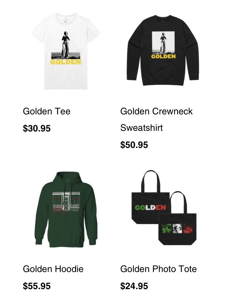 17. new golden merch were now available at the store! one design features a bakery wink wink