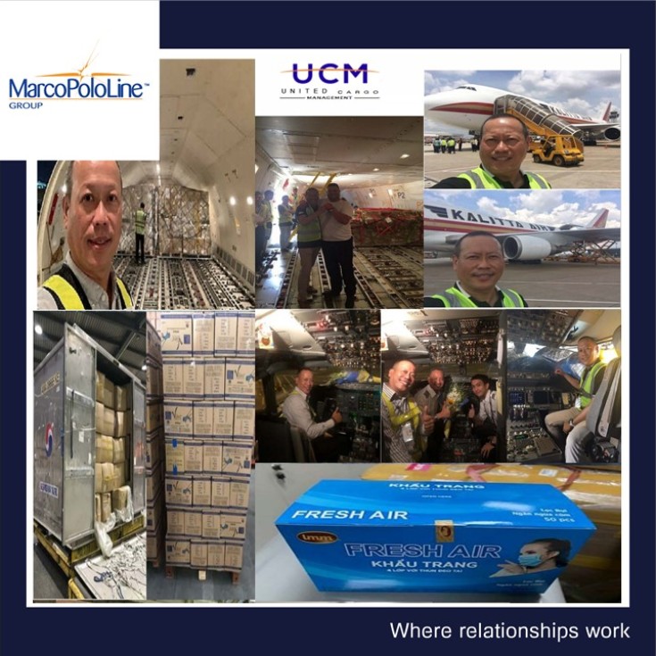 Covid Pandemic - MPL partners can help you!
Congratulations to UCM from USA &amp; Gia  Linh Logistics from Vietnam for their professionalism by shipping sanitary products around the world! Contact us @ social@marcopololine.com if you need masks or nitrile gloves, they can help you!