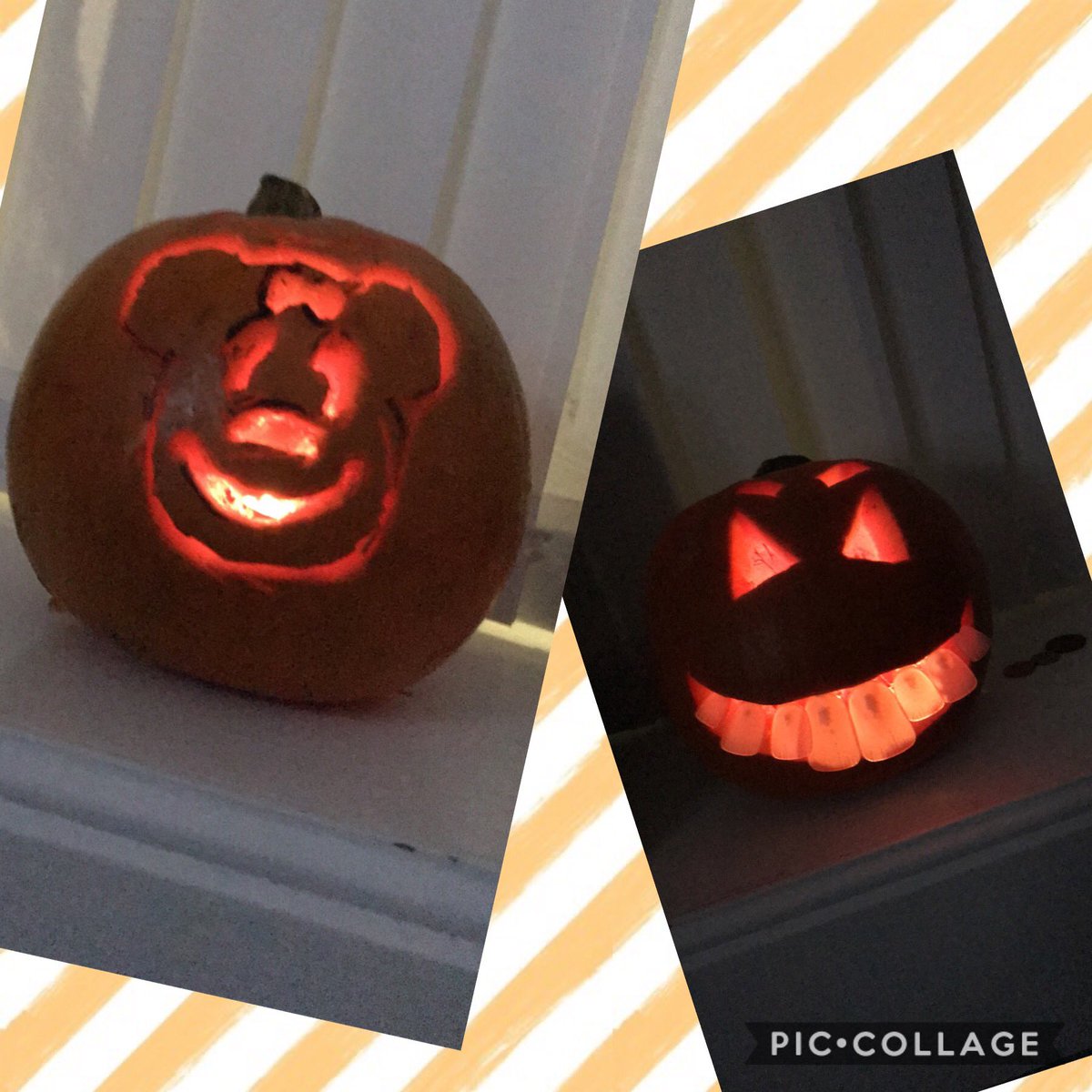 mrsb1508's tweet photo. Mrs McNulty @NewCumnockPS here are Grace - P1/2s pumpkins 🎃  Minnie Mouse and “Mick” from Still Game 😂 #HappyHalloween https://t.co/pZBSr1UKT2