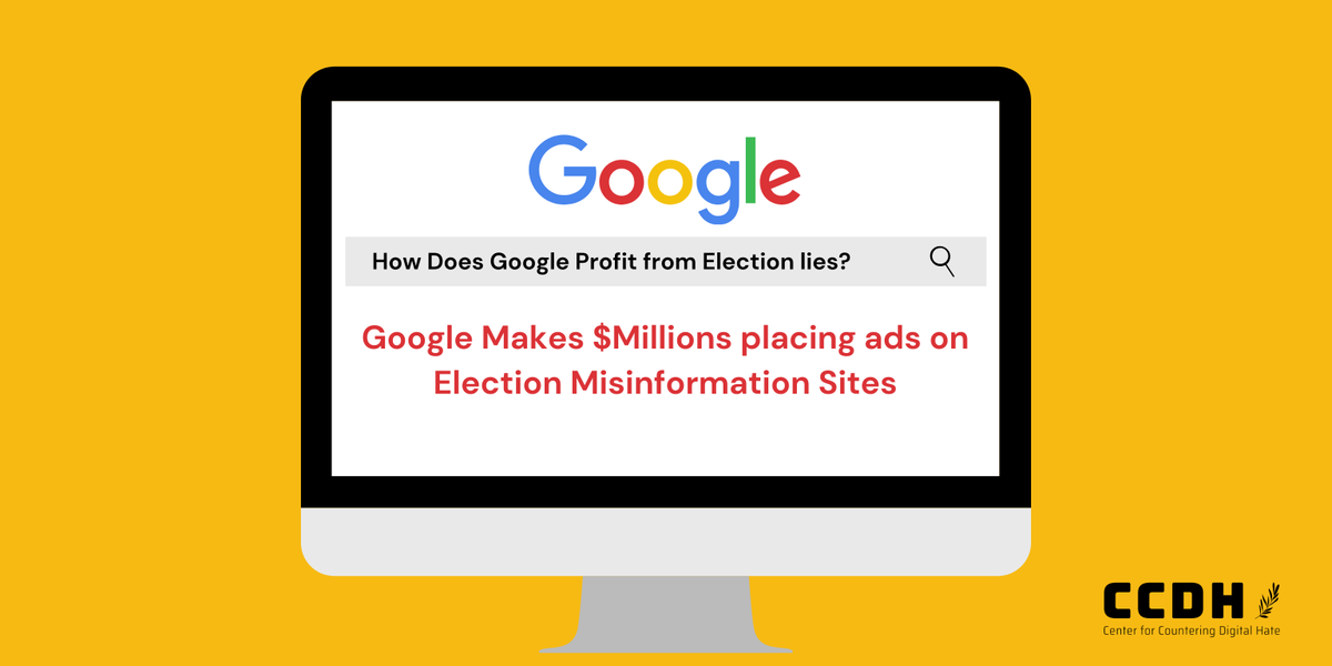 NEW: Google is making millions of dollars from websites spreading misinformation about the Presidential Election.It’s time for  @Google to stop profiting from and funding dangerous lies.Here’s what we found  #no2misinfo THREAD 1/8