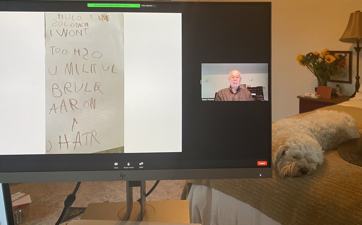 CLVarner's tweet image. In writers’ workshop “when does the energy go up and when does the energy down?” ... for Ts and Ss... ~Ralph Fletcher  #LiteracyForAll2020