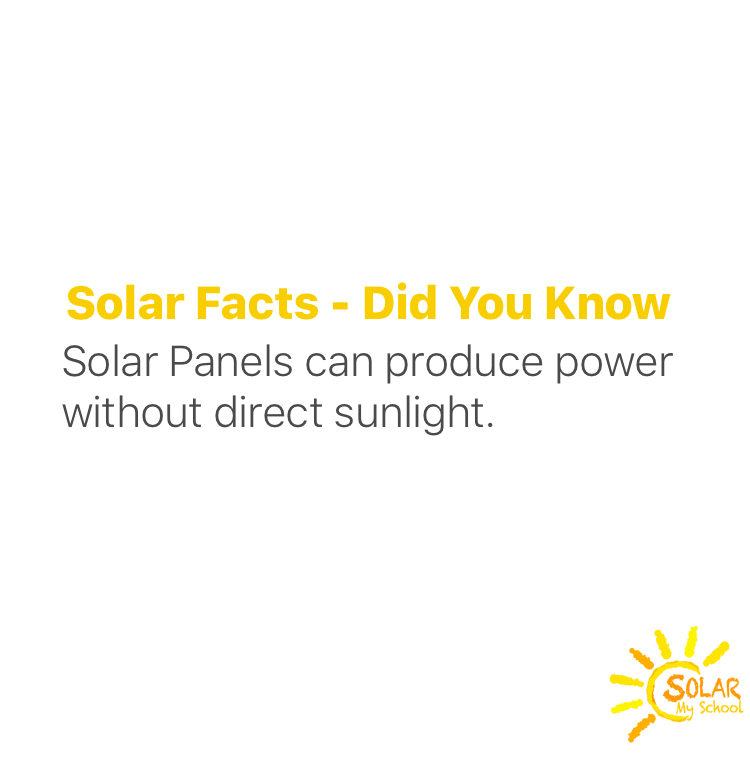 Did you know, Solar panels can produce power without direct sunlight?

#SolarMySchool #SolarMyWorld #Solar #NonProfit #SolarPower #RenewableEnergy #Education #BecauseOurSunShinesDownOnEveryone
