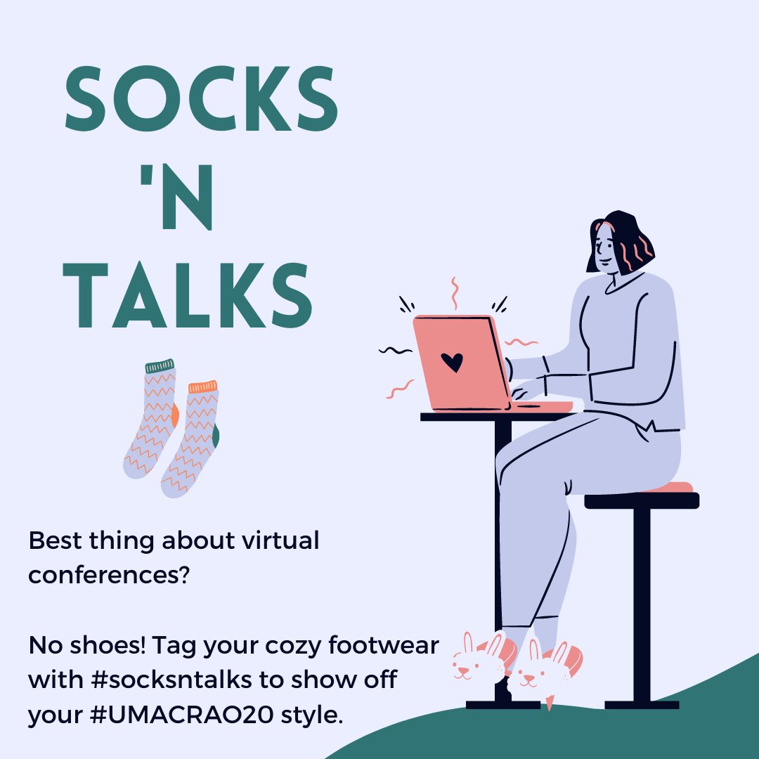 Virtual conferences = cozy footwear 
Share yours with #socksntalks &amp; #umacrao20
#virtualconference #cozy #sweaterweather #zoomconference #highered