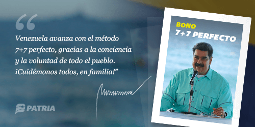 🗣️ ¡𝐓𝐨𝐦𝐚 𝐍𝐨𝐭𝐚!✍️ 🇻🇪 Inicia la entrega del Bono 7+7 Perfecto enviado por nuestro Presidente @NicolasMaduro a través de la Plataforma Patria. La entrega tendrá lugar entre los días #26Oct al #31Oct de 2020. #CienciaEsSoberanía