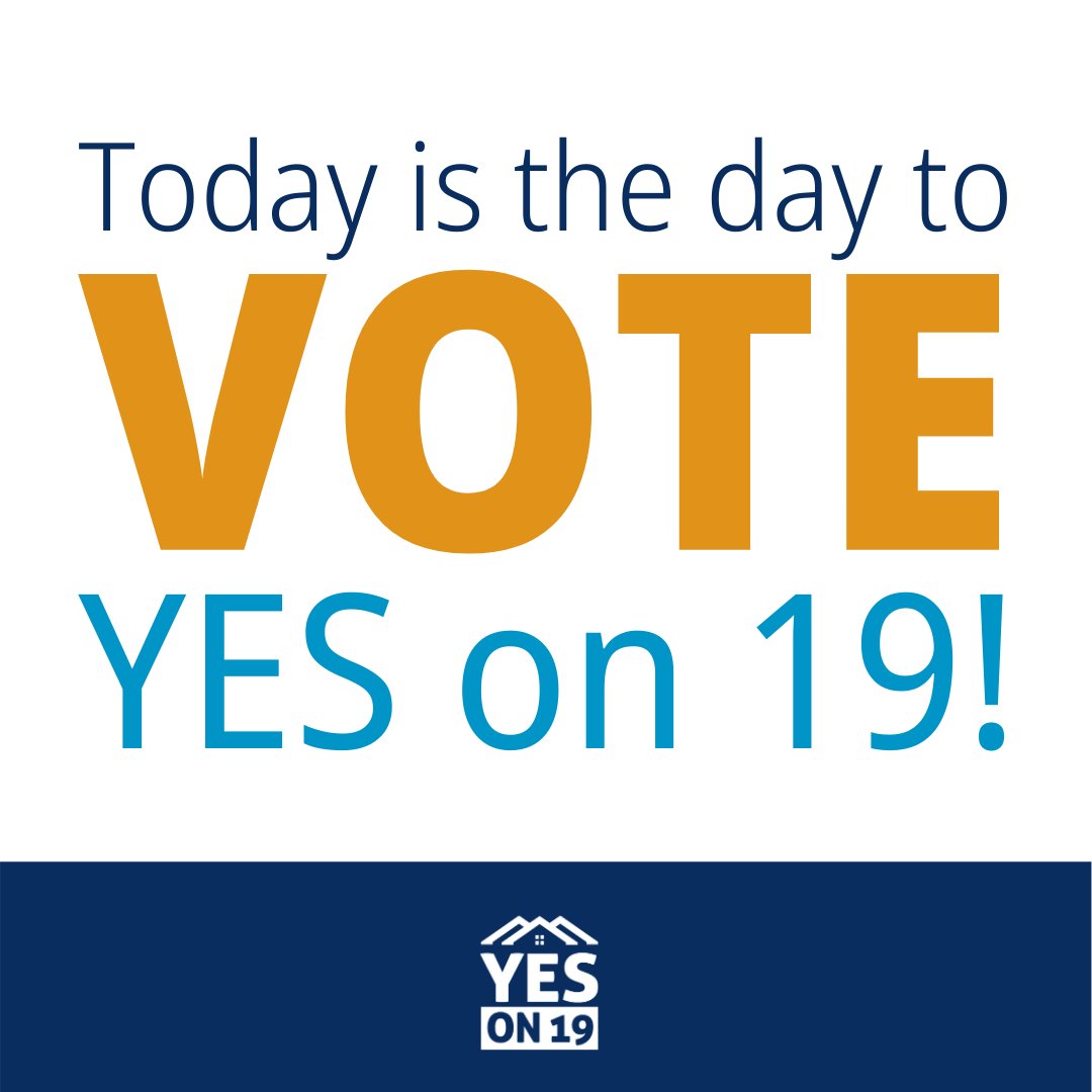 It’s Election Day, stand with Gov Newsom, CA Democratic Party, CA Labor Fed, local chambers of commerce, firefighters &amp; nurses in saying #YESon19!

For more info on where to vote: sos.ca.gov/elections/freq…