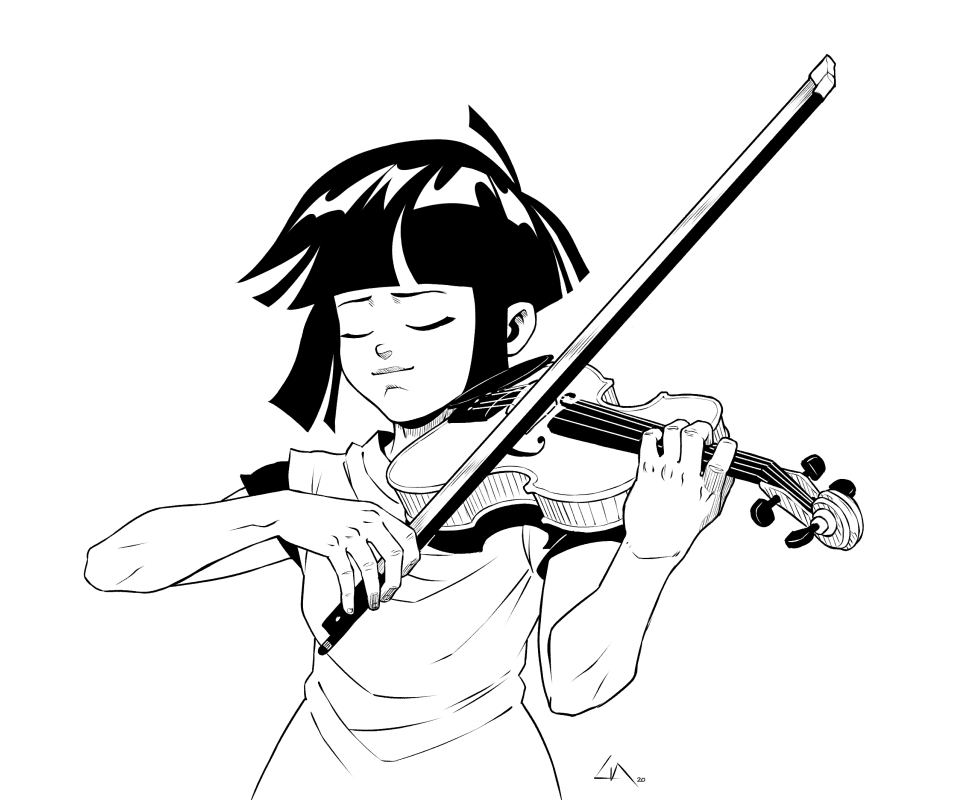 lia_draws's tweet photo. Day 27: music #inktober #inktober2020  I know nothing about music, but I love the violin.  If such a thing as a 'next life' exists I want to be a violinist. https://t.co/YjqBmiRKFz